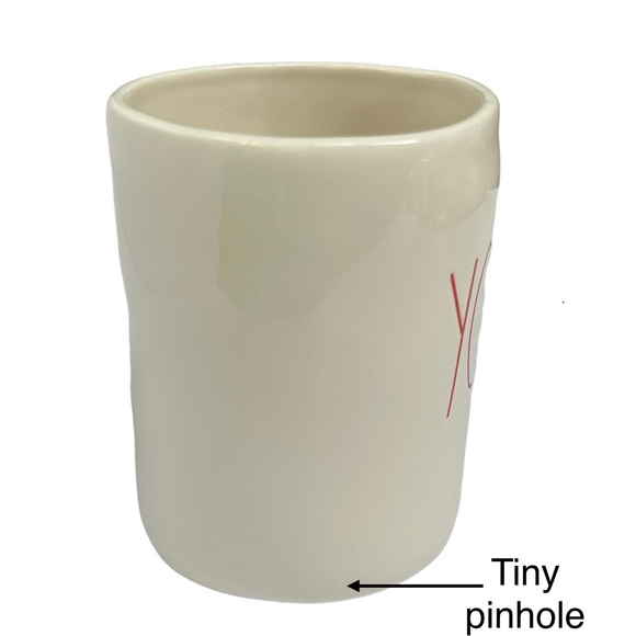 Rae Dunn MINE YOURS Mug Set White Red Large Letters Dimples NWT NIB OG 2017 - Picture 16 of 17